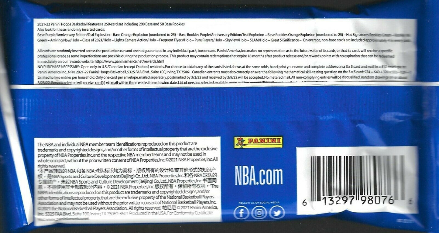 2021-22 Panini Hoops Basketball Fat Pack
